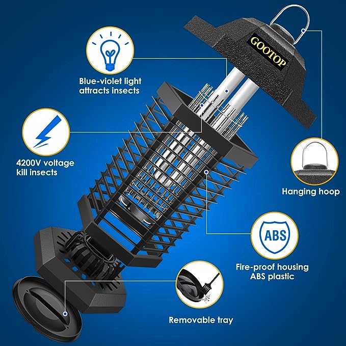 GOOTOP Bug Zapper Outdoor Electric, Mosquito Zapper, Fly Traps, Fly Zapper, Mosquito Killer