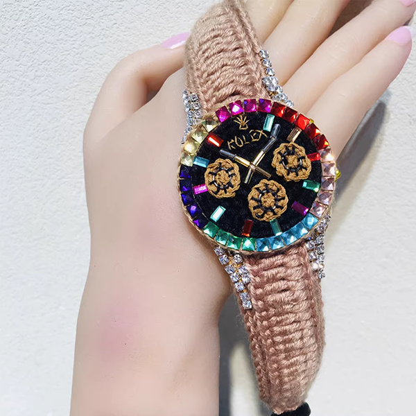 Braid Wrist watch Handmade Knitted yarn weaving watch