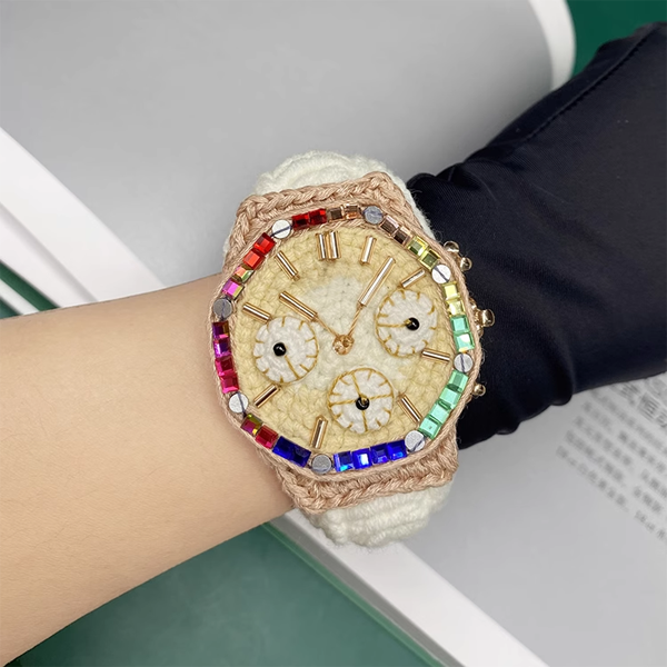 Braid Wrist watch Handmade Knitted yarn weaving watch